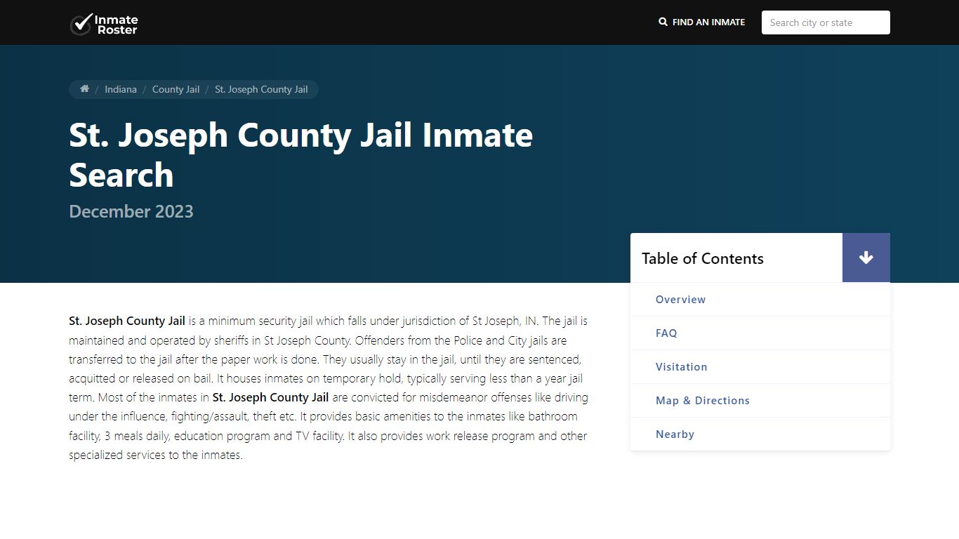 Inmate Search | St. Joseph County Jail - South Bend, IN